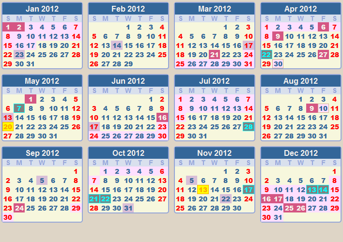 CALENDAR 2012: School terms 2012 and school holidays 2012 South Africa