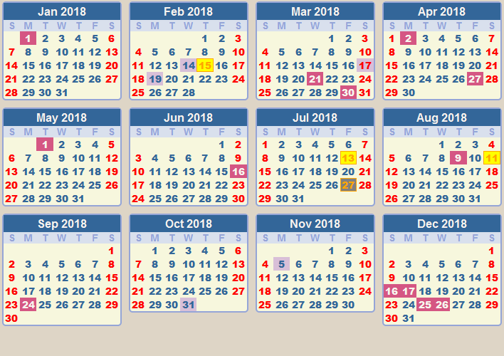 CALENDAR 2018: School terms and holidays South Africa
