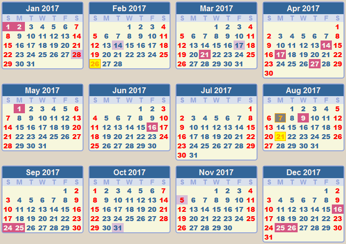 CALENDAR 2017 School Terms And Holidays South Africa